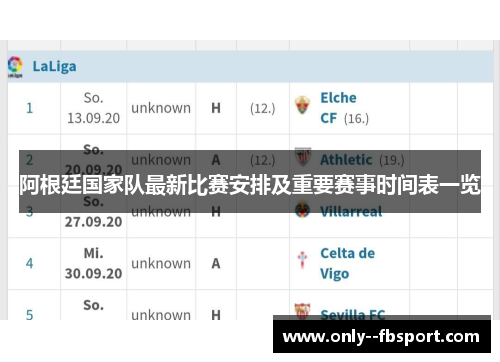 阿根廷国家队最新比赛安排及重要赛事时间表一览