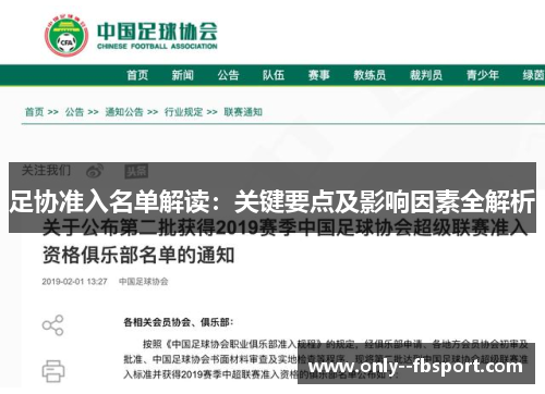 足协准入名单解读：关键要点及影响因素全解析